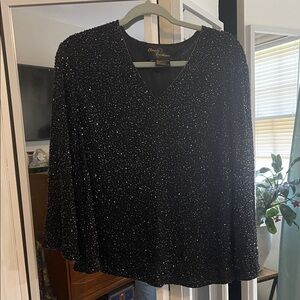 Classic Creations Glittering Black V-Neck Blouse